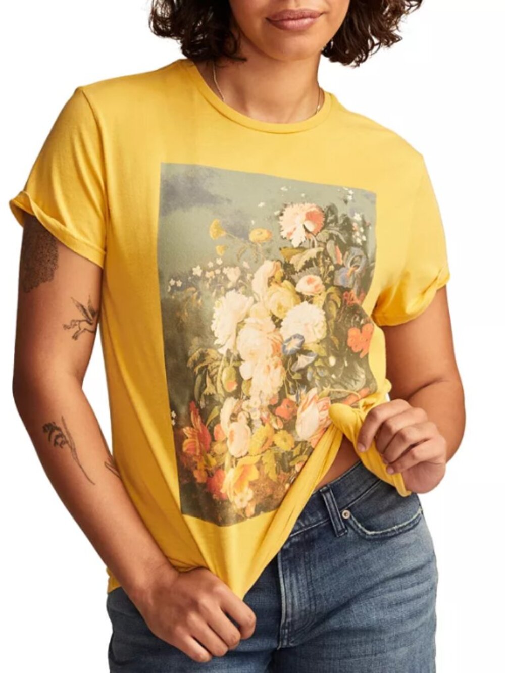 Lucky Brand Women's Cotton Floral Still Life Boyfriend Tee